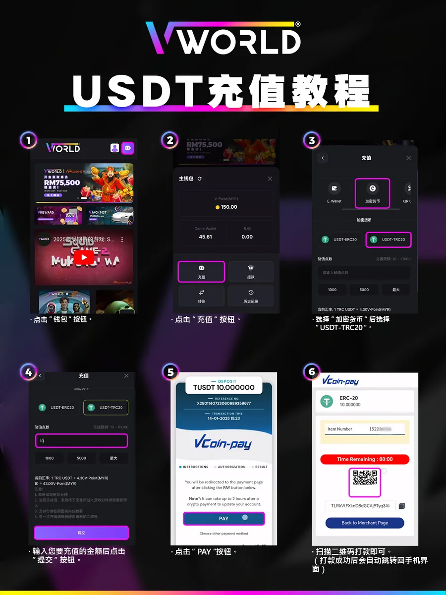 VWorld USDT Deposit tutorial