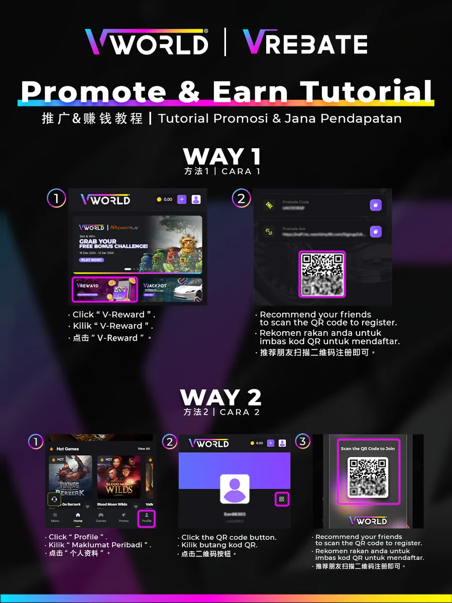 VWorld V-Rebate: Promote & Earn tutorial